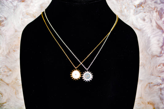 Sun Pendent Mustard Seed Necklace
