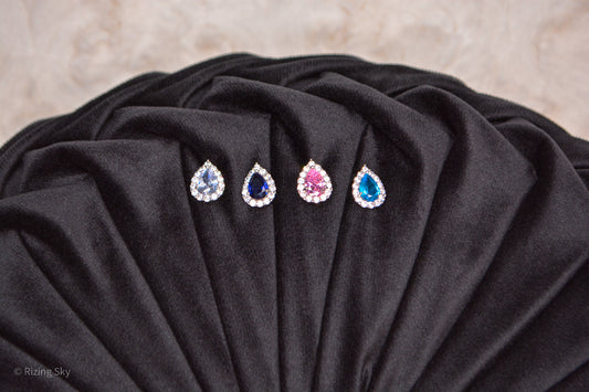Water Drop Gemstone Stud Earrings